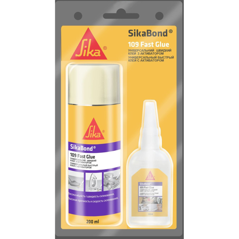 Експрес клей з активатором SikaBond 109 Fast Glue 200 мл + 50 мл